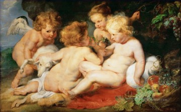 Pedro Pablo Rubens Painting - cristo y san juan con ángeles peter paul rubens